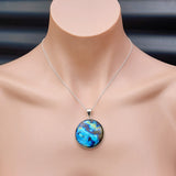 Solid Sterling Silver & Natural Labradorite Handmade Planet Necklace