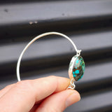 Solid Sterling Silver & Natural Turquoise Handmade Bangle Bracelet