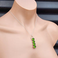 Handmade Solid Sterling Silver & 4x Setting Natural Peridot Pendant Necklace