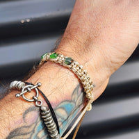 Greenstone Macrame Bracelet - Tan - 8 Stones