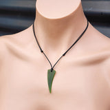 NZ Greenstone Pounamu Tooth Pendant Necklace (N76)