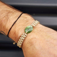 New Zealand Greenstone One Off Macrame Bracelet (1A3-671)