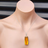 Solid Sterling Silver & Natural Citrine Handmade Pendant & Chain Necklace