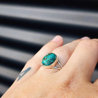 (R) Solid Sterling Silver & Natural Turquoise Handmade Solitaire Ring