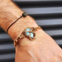 Handmade Copper & Natural Larimar Wrap Cuff Bracelet