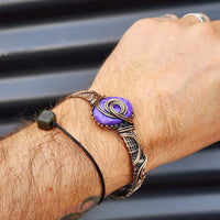 Handmade Copper & Natural Charoite Wrap Cuff Bracelet