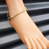 Rustic NZ Greenstone Pounamu One Off Macrame Anklet (1A3-647)