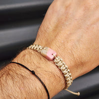 New Zealand Rhodonite One Off Macrame Bracelet (1A3-664)