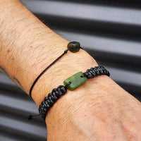 New Zealand Greenstone One Off Macrame Bracelet (1A3-713)