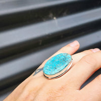 (R) Solid Sterling Silver & Natural Turquoise Handmade Solitaire Ring