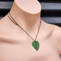 NZ Greenstone Pounamu Heart Pendant Necklace (N70)