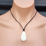 Natural Hand Carved Maori Bone Carving Pendant Necklace - Carved Patu With Binding