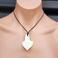 Natural Hand Carved Maori Bone Carving Pendant Necklace - Stingray