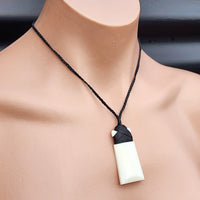 Natural Hand Carved Maori Bone Carving Pendant Necklace - Toki With Binding