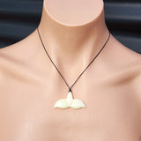 Natural Hand Carved Maori Bone Carving Pendant Necklace - Whale Tail