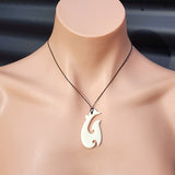 Natural Hand Carved Maori Bone Carving Pendant Necklace - Manaia