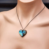 Natural Hand Carved Labradorite Heart Pendant Necklaces