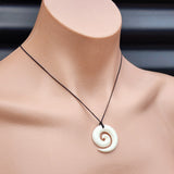 Natural Hand Carved Maori Bone Carving Pendant Necklace - Koru