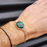 Solid Sterling Silver & Natural Turquoise Handmade Bangle Bracelet