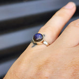 (O) Solid Sterling Silver & Labradorite Stone Handmade Solitaire Ring