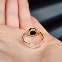 (Q) Solid Sterling Silver & Black Onyx Stone Handmade Solitaire Ring