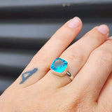 (R) Solid Sterling Silver & Natural Blue Topaz Handmade Signet Ring