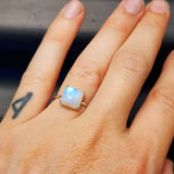 (O) Solid Sterling Silver & Moonstone Handmade Solitaire Ring