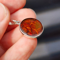 100% Solid Sterling Silver & Natural Amber Handmade Tree of Life Pendant Necklace