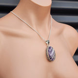 Solid Sterling Silver & Natural Amethyst Handmade Victorian Necklace