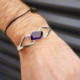 Solid Sterling Silver & Natural Amethyst Handmade Cuff Bracelet