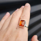 (T) Solid Sterling Silver & Natural Baltic Amber Handmade Solitaire Ring