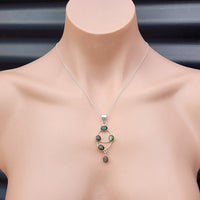 Solid Sterling Silver & Natural Labradorite 5 Setting Handmade Necklace