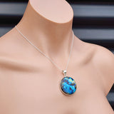 Solid Sterling Silver & Natural Labradorite Handmade Planet Necklace