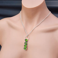 Handmade Solid Sterling Silver & 4x Setting Natural Peridot Pendant Necklace