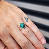 (R) Solid Sterling Silver & Natural Turquoise Handmade Solitaire Ring