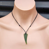 NZ Greenstone Pounamu Tooth Pendant Necklace (N76)