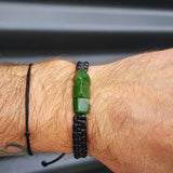 New Zealand Greenstone One Off Macrame Bracelet (1A3-657)