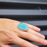 (R) Solid Sterling Silver & Natural Turquoise Handmade Solitaire Ring