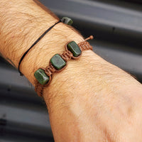 New Zealand Greenstone One Off Macrame Bracelet (1A3-660)