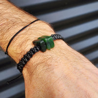 New Zealand Greenstone One Off Macrame Bracelet (1A3-651)