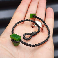 NZ Greenstone Pounamu One Off Macrame Anklet (1A3-670)