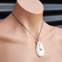 Natural Hand Carved Maori Bone Carving Pendant Necklace - Hook With Wing