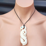 Natural Hand Carved Maori Bone Carving Pendant Necklace - Manaia Hook