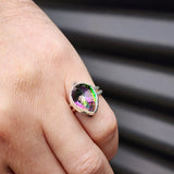 (M) Solid Sterling Silver & Mystic Topaz Handmade Solitaire Ring