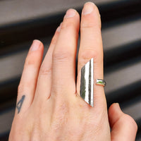 (T) Solid Sterling Silver Rustic Handmade Abstract Ring