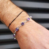 Solid Sterling Silver & Natural Amethyst Handmade Chain Bracelet