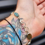 Solid Sterling Silver & Natural Labradorite Handmade Chain Bracelet