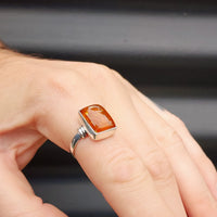 (T) Solid Sterling Silver & Natural Baltic Amber Handmade Solitaire Ring