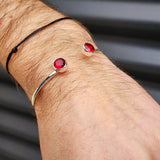 Solid Sterling Silver & Natural Garnet Handmade Cuff Bracelet