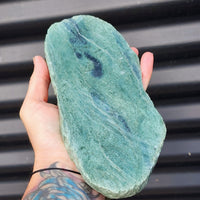 740g Raw New Zealand Greenstone / Pounamu Carving Slices (R14B184)